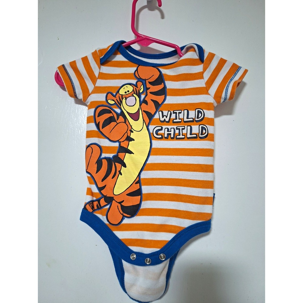 Disney Baby Tigger Wild Child Striped Graphic Short Sleeve Bodysuit 0-3M